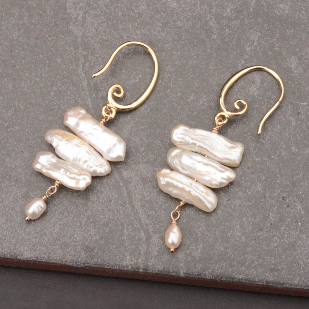 Dangle Pearl Earrings on Gold-Filled Hook