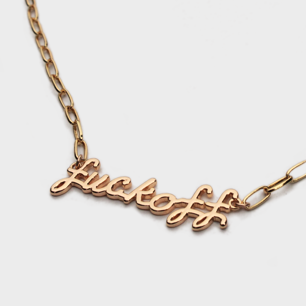 Fuck Off Necklace in Gold